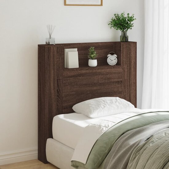 Hoofdbordkast Met Led-Verlichting 100X16,5X103,5 Cm Bruin Eiken 100 x 16.5 x 103.5 cm bruin eikenkleur