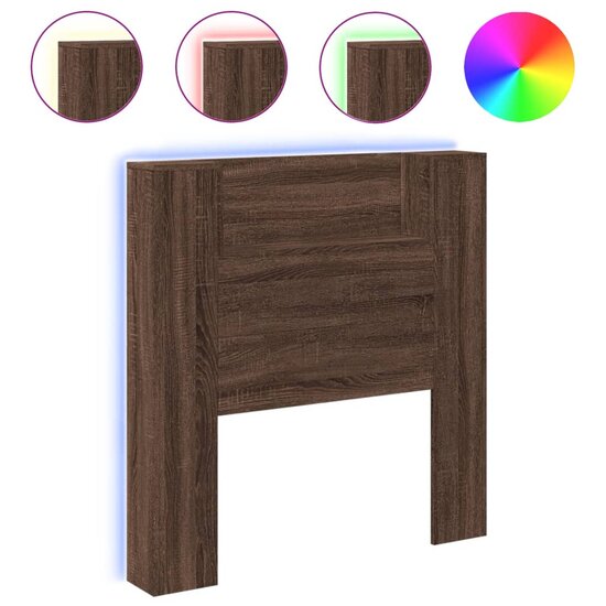 Hoofdbordkast Met Led-Verlichting 100X16,5X103,5 Cm Bruin Eiken 100 x 16.5 x 103.5 cm bruin eikenkleur