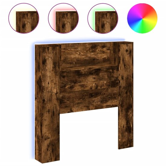 Hoofdbordkast met LED 100x16,5x103,5 cm gerookt eikenkleurig