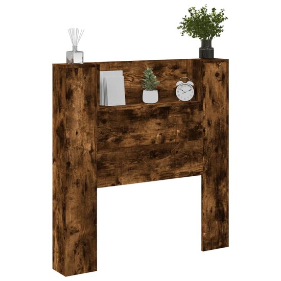 Hoofdbordkast met LED 100x16,5x103,5 cm gerookt eikenkleurig