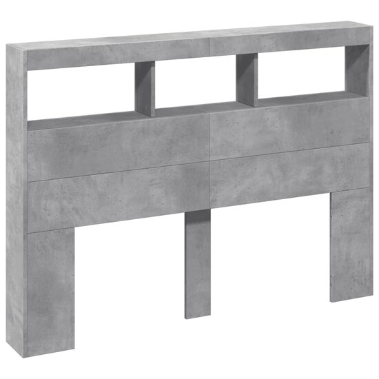 Hoofdbordkast met LED-verlichting 140x17x102 cm betongrijs