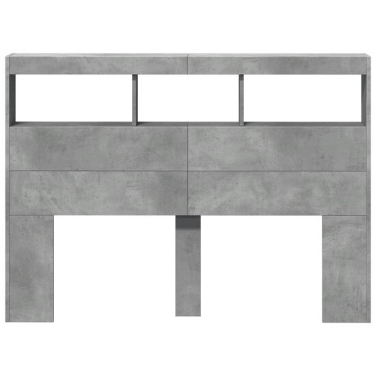 Hoofdbordkast met LED-verlichting 140x17x102 cm betongrijs