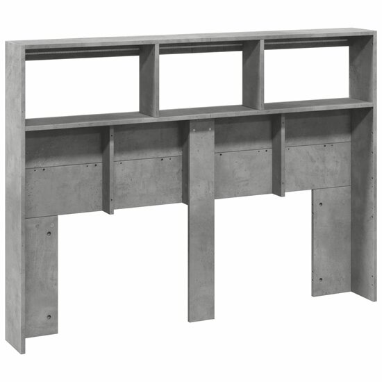 Hoofdbordkast met LED-verlichting 140x17x102 cm betongrijs