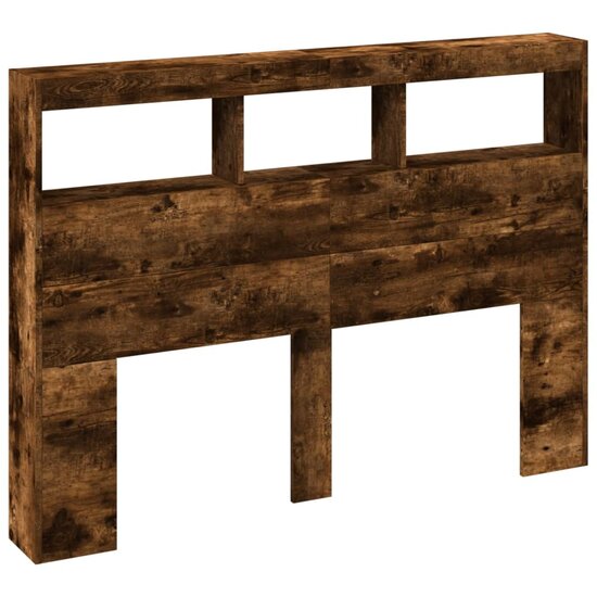 Hoofdbordkast met LED-verlichting 140x17x102 cm gerookt eiken