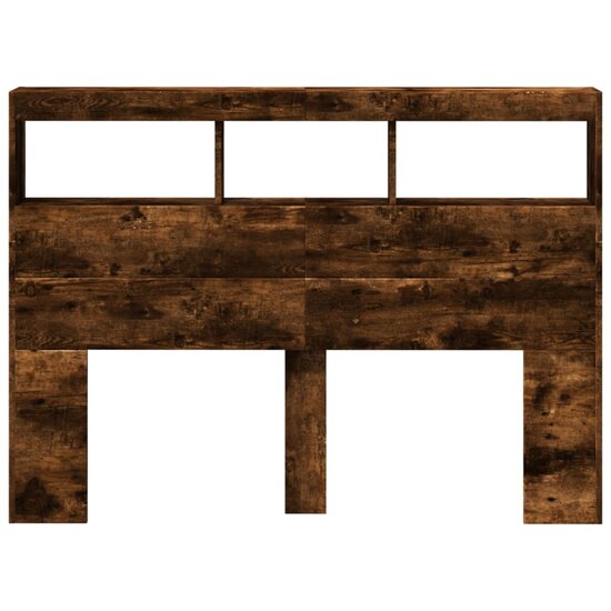 Hoofdbordkast met LED-verlichting 140x17x102 cm gerookt eiken