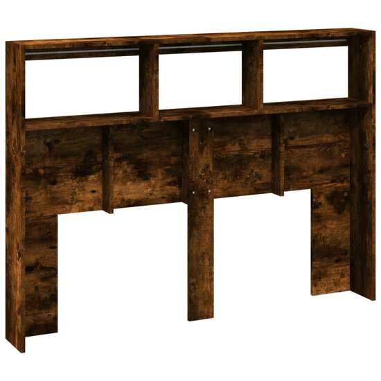 Hoofdbordkast met LED-verlichting 140x17x102 cm gerookt eiken