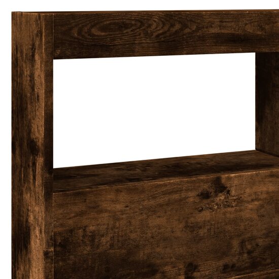 Hoofdbordkast met LED-verlichting 140x17x102 cm gerookt eiken