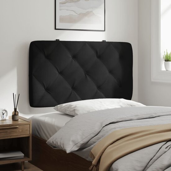 Hoofdbordkussen 90 cm fluweel zwart