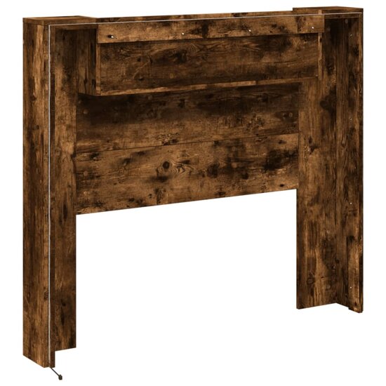 Hoofdbordkast met LED 120x16,5x103,5 cm gerookt eikenkleurig