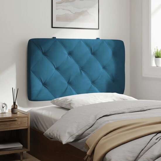 Hoofdbordkussen 80 cm fluweel blauw