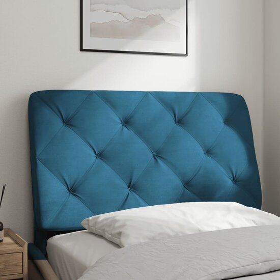Hoofdbordkussen 90 cm fluweel blauw