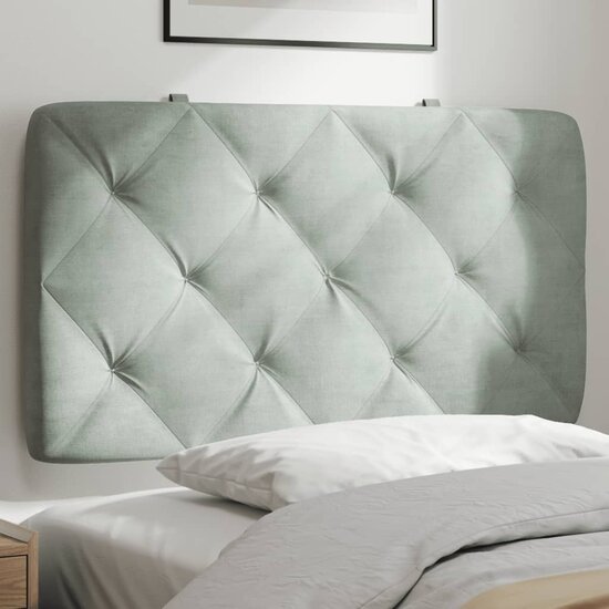 Hoofdbordkussen Velvet 90 cm Lichtgrijs