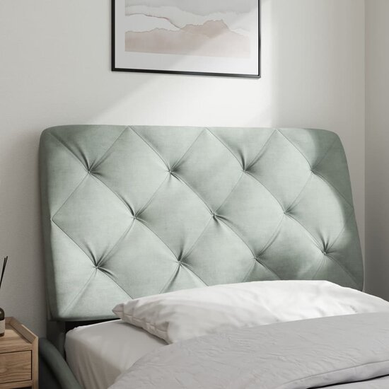 Hoofdbordkussen Velvet 90 cm Lichtgrijs