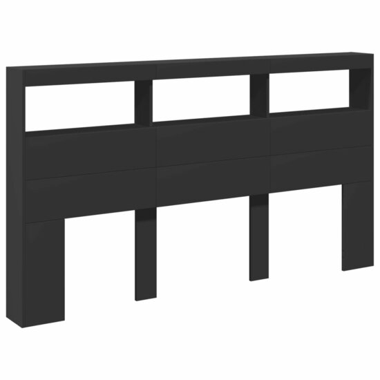 Hoofdbordkast Met Led-Verlichting 180 x 17 x 102 cm Zwart