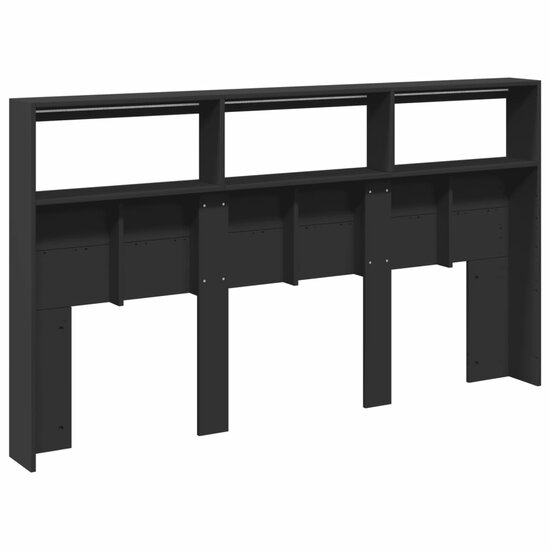 Hoofdbordkast Met Led-Verlichting 180 x 17 x 102 cm Zwart
