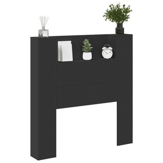 Hoofdbordkast Met Led-Verlichting 100X16,5X103,5 Cm 100 x 16.5 x 103.5 cm Zwart