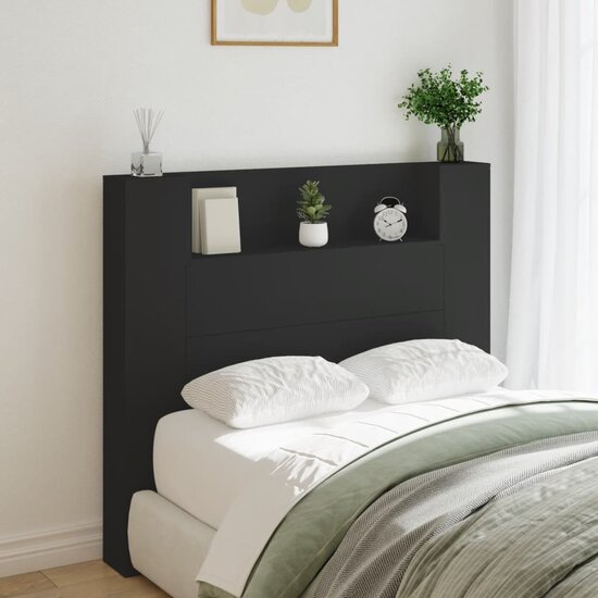 Hoofdbordkast Met Led-Verlichting 120X16,5X103,5 Cm 120 x 16.5 x 103.5 cm Zwart