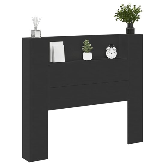 Hoofdbordkast Met Led-Verlichting 120X16,5X103,5 Cm 120 x 16.5 x 103.5 cm Zwart