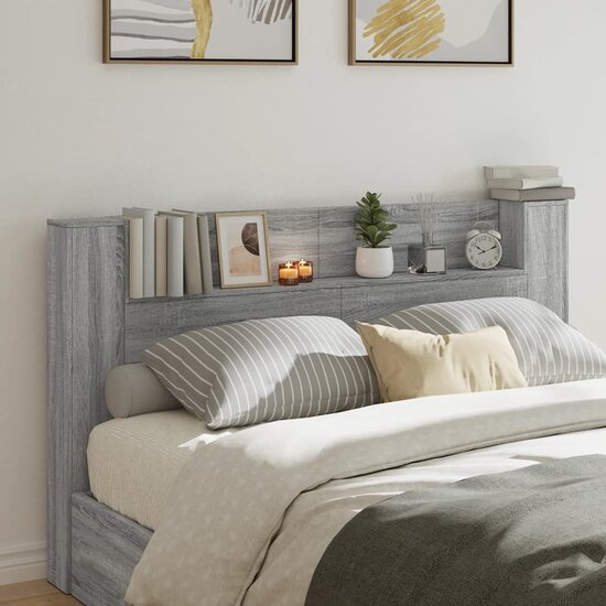Hoofdbordkast Met Led 180X16,5X103,5 Cm 180 x 16.5 x 103.5 cm Grijs sonoma