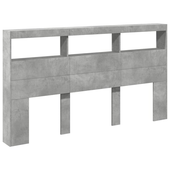 Hoofdbordkast Met Led-Verlichting 180 x 17 x 102 cm Betongrijs