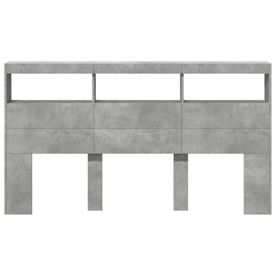 Hoofdbordkast Met Led-Verlichting 180 x 17 x 102 cm Betongrijs