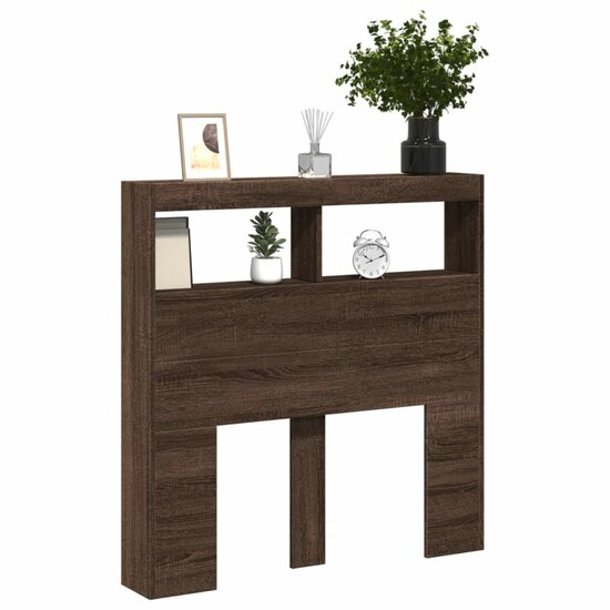 Hoofdbordkast Met Led-Verlichting Bruin Eiken 100 x 17 x 102 cm bruin eikenkleur