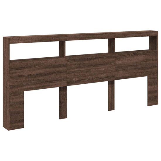Hoofdbordkast Met Led-Verlichting Bruin Eiken 220 x 17 x 102 cm bruin eikenkleur