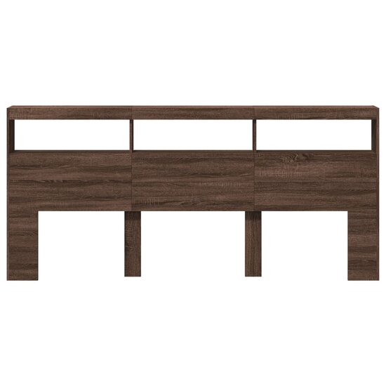 Hoofdbordkast Met Led-Verlichting Bruin Eiken 220 x 17 x 102 cm bruin eikenkleur
