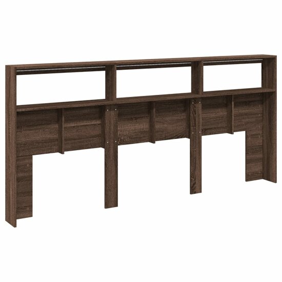 Hoofdbordkast Met Led-Verlichting Bruin Eiken 220 x 17 x 102 cm bruin eikenkleur