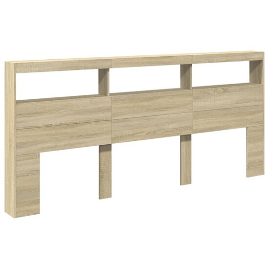 Hoofdbordkast Met Led-Verlichting 220 x 17 x 102 cm Sonoma eiken
