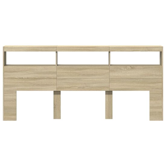 Hoofdbordkast Met Led-Verlichting 220 x 17 x 102 cm Sonoma eiken