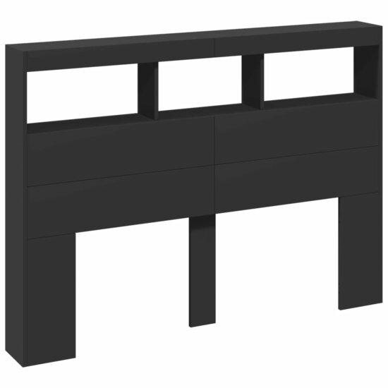 Hoofdbordkast Met Led-Verlichting 140 x 17 x 102 cm Zwart