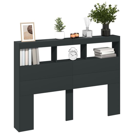 Hoofdbordkast Met Led-Verlichting 140 x 17 x 102 cm Zwart