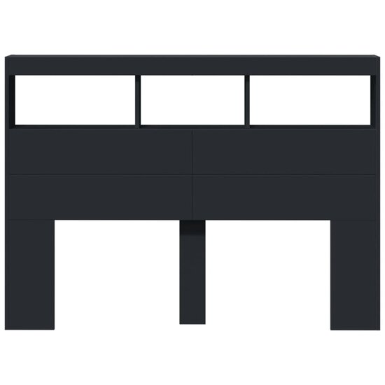 Hoofdbordkast Met Led-Verlichting 140 x 17 x 102 cm Zwart
