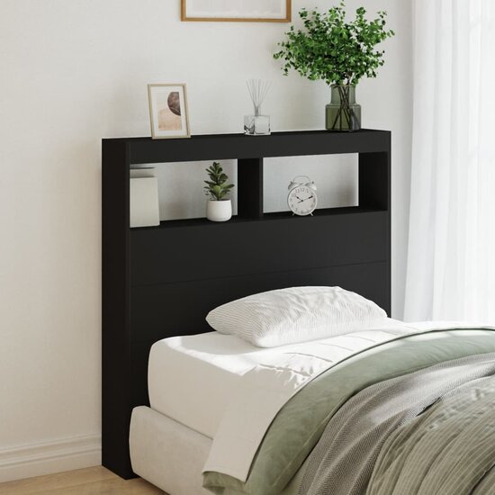 Hoofdbordkast Met Led-Verlichting 100 x 17 x 102 cm Zwart
