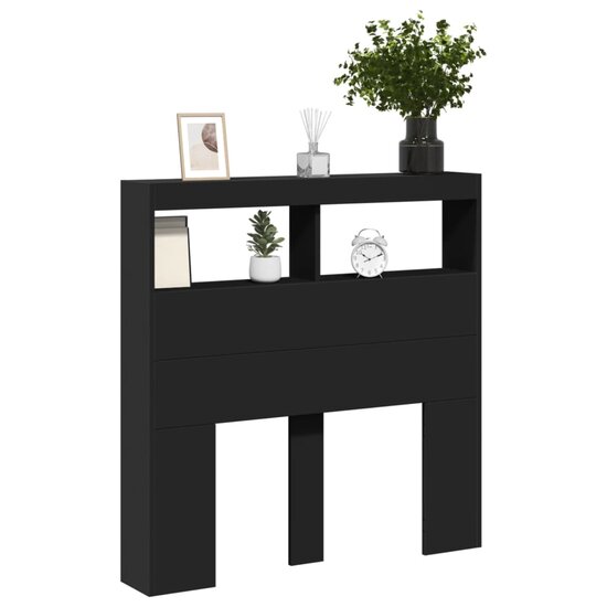 Hoofdbordkast Met Led-Verlichting 100 x 17 x 102 cm Zwart
