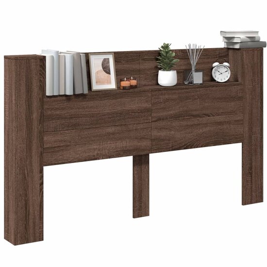 Hoofdbordkast Met Led-Verlichting 180X16,5X103,5 Cm Bruin Eiken 180 x 16.5 x 103.5 cm bruin eikenkleur