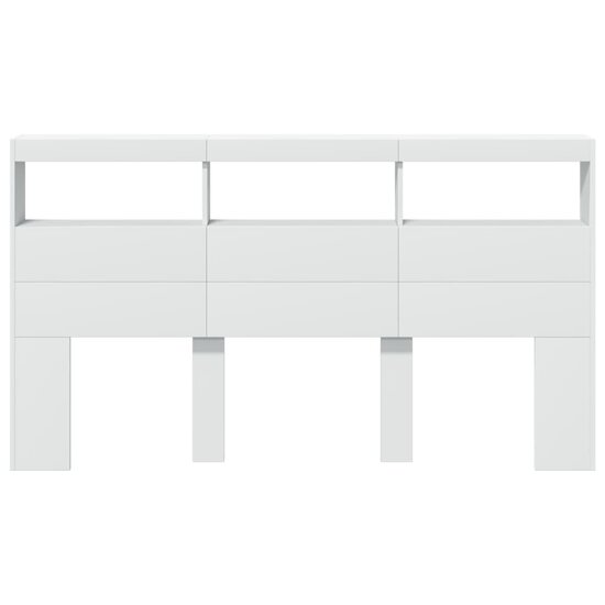 Hoofdbordkast Met Led-Verlichting 180 x 17 x 102 cm Wit