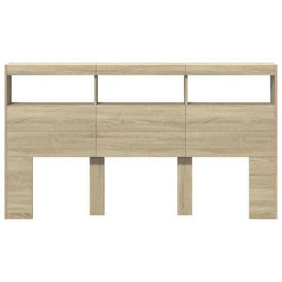 Hoofdbordkast Met Led-Verlichting 180 x 17 x 102 cm Sonoma eiken