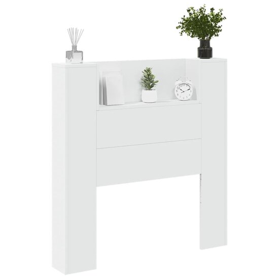 Hoofdbordkast Met Led-Verlichting 100X16,5X103,5 Cm 100 x 16.5 x 103.5 cm Wit