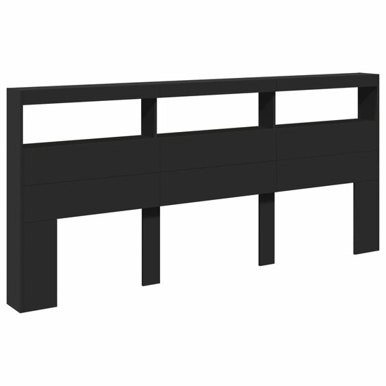 Hoofdbordkast Met Led-Verlichting 220 x 17 x 102 cm Zwart