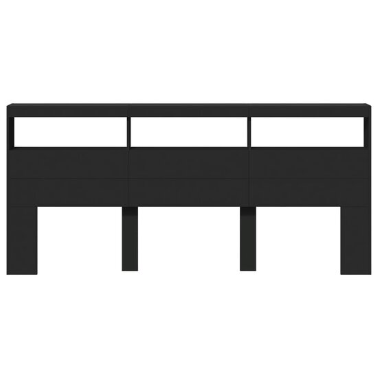 Hoofdbordkast Met Led-Verlichting 220 x 17 x 102 cm Zwart