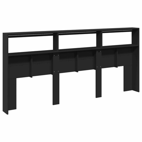 Hoofdbordkast Met Led-Verlichting 220 x 17 x 102 cm Zwart