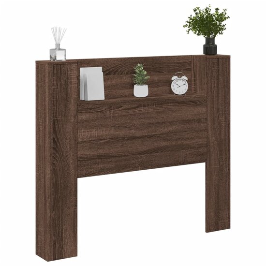 Hoofdbordkast Met Led-Verlichting 120X16,5X103,5 Cm Bruin Eiken 120 x 16.5 x 103.5 cm bruin eikenkleur