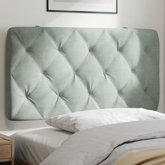 Hoofdbordkussen Velvet 100 cm Lichtgrijs