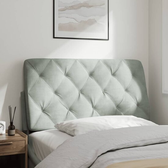Hoofdbordkussen Velvet 100 cm Lichtgrijs