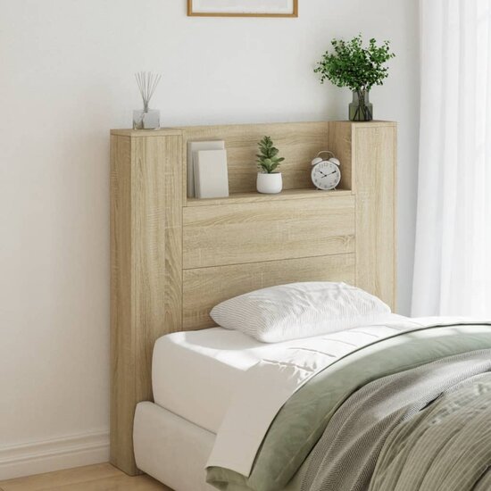 Hoofdbordkast Met Led 100X16,5X103,5 Cm Kleurig 100 x 16.5 x 103.5 cm Sonoma eiken