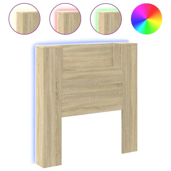 Hoofdbordkast Met Led 100X16,5X103,5 Cm Kleurig 100 x 16.5 x 103.5 cm Sonoma eiken