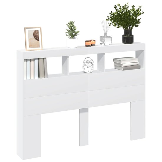Hoofdbordkast Met Led-Verlichting 140 x 17 x 102 cm Wit