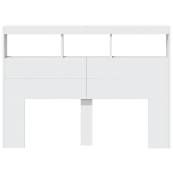 Hoofdbordkast Met Led-Verlichting 140 x 17 x 102 cm Wit